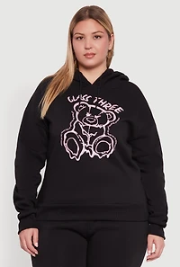 Womens Plus Size Class Three Graphic Pullover Hoodie, Black, Size 3X