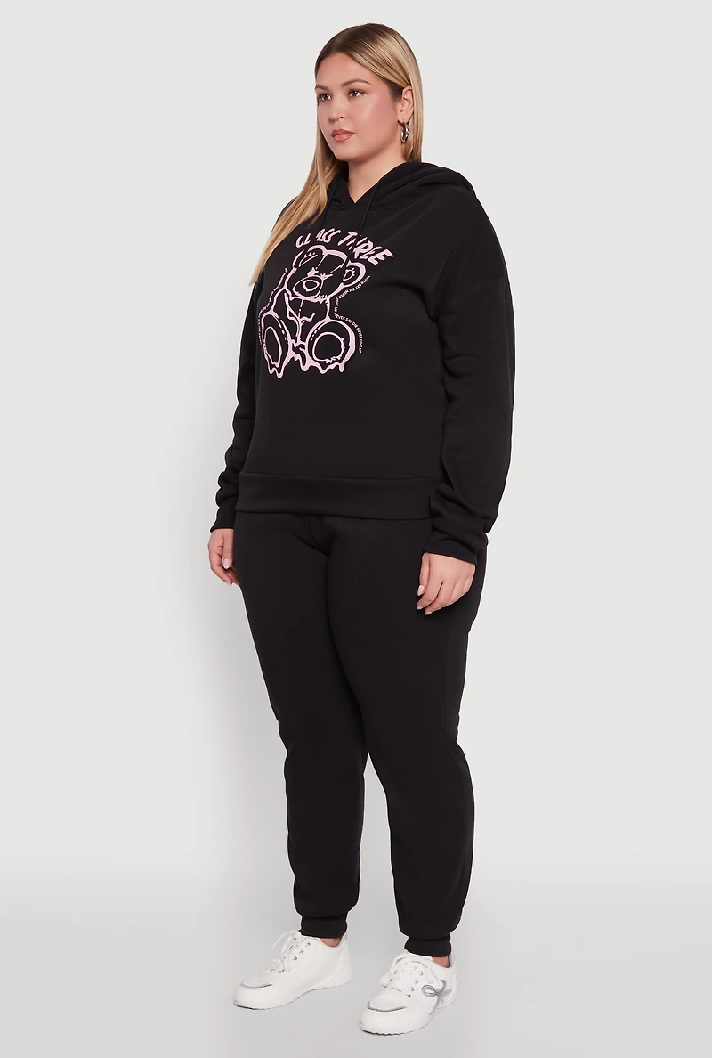 Womens Plus Size Class Three Graphic Pullover Hoodie, Black, Size 3X