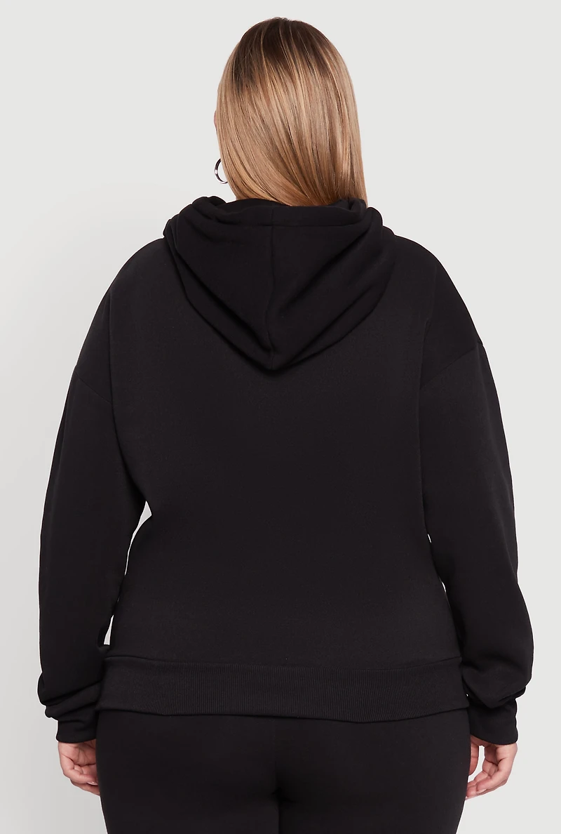 Womens Plus Size Class Three Graphic Pullover Hoodie, Black, Size 3X