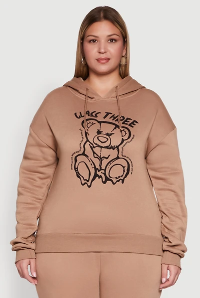 Womens Plus Class Three Graphic Pullover Hoodie,
