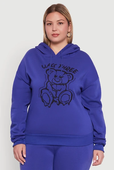 Womens Plus Class Three Graphic Pullover Hoodie,