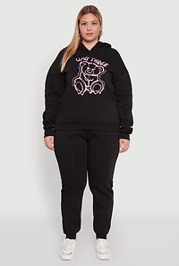 Womens Plus High Waisted Fleece Drawstring Waist Joggers, 1X