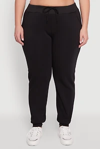 Womens Plus High Waisted Fleece Drawstring Waist Joggers, 1X