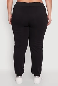 Womens Plus High Waisted Fleece Drawstring Waist Joggers, 1X