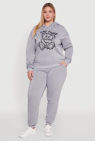 Womens Plus High Waisted Fleece Drawstring Waist Joggers,