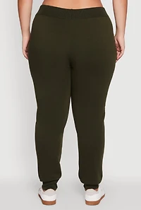Womens Plus High Waisted Fleece Drawstring Waist Joggers,