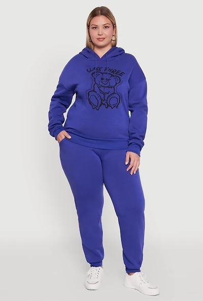 Womens Plus High Waisted Fleece Drawstring Waist Joggers,