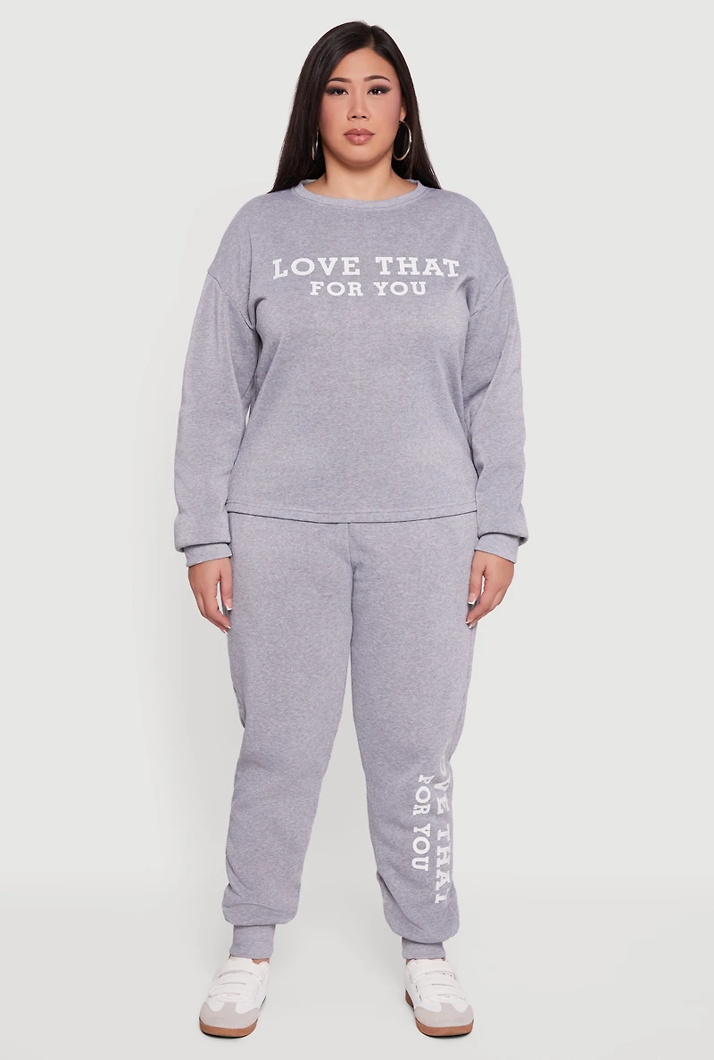Plus Love That For You Fleece Joggers