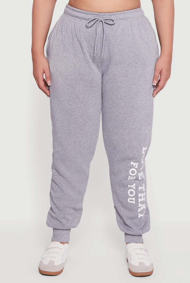 Plus Love That For You Fleece Joggers
