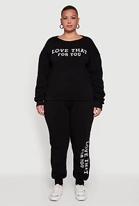 Womens Plus Size Love That For You Graphic Sweatshirt, Black, Size 2X