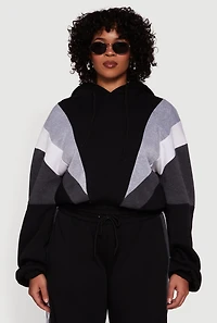 Plus Color Blocked Hooded Sweatshirt