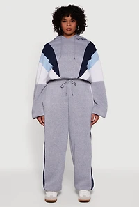Plus Color Blocked Hooded Sweatshirt