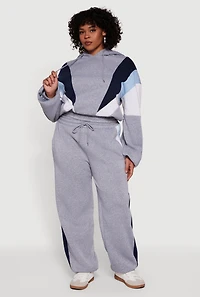 Plus Color Blocked Hooded Sweatshirt