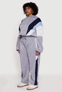 Plus Color Blocked Hooded Sweatshirt