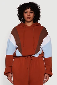 Plus Color Blocked Hooded Sweatshirt