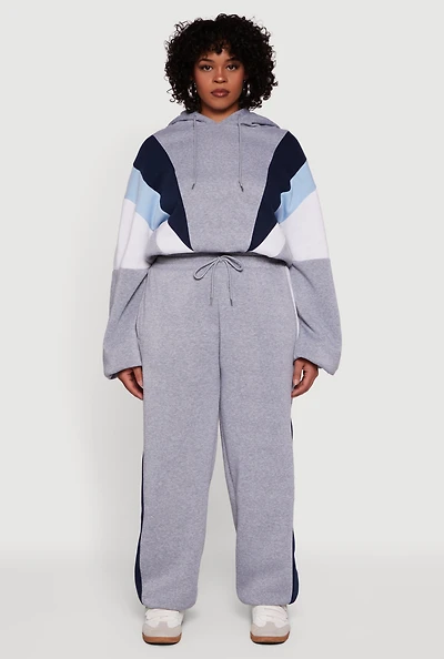 Womens Plus High Waisted Color Blocked Sweatpants,