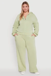 Plus Fleece High Waisted Wide Leg Sweatpants