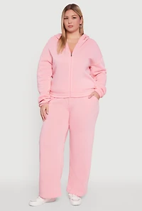 Plus Fleece High Waisted Wide Leg Sweatpants