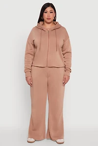 Womens Plus Raw Hem Zip Front Hooded Sweatshirt, 1X