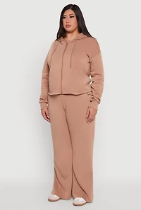 Womens Plus Raw Hem Zip Front Hooded Sweatshirt, 1X