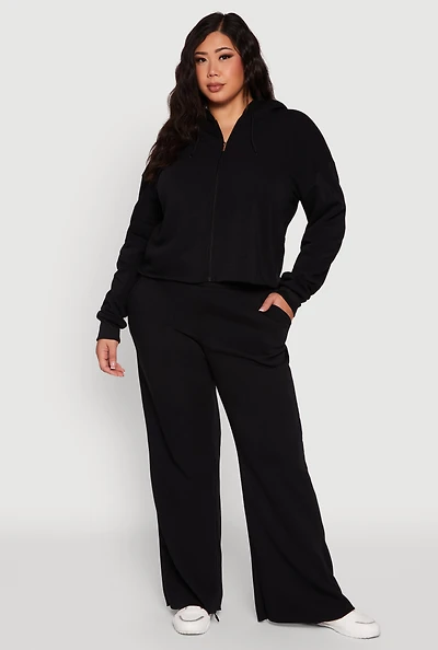 Womens Plus High Waisted Raw Hem Sweatpants,