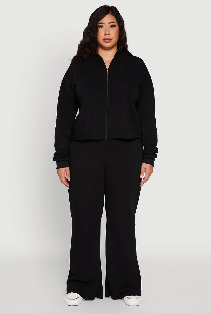 Womens Plus High Waisted Raw Hem Sweatpants,