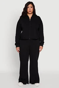 Womens Plus High Waisted Raw Hem Sweatpants,