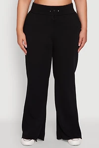 Womens Plus High Waisted Raw Hem Sweatpants,