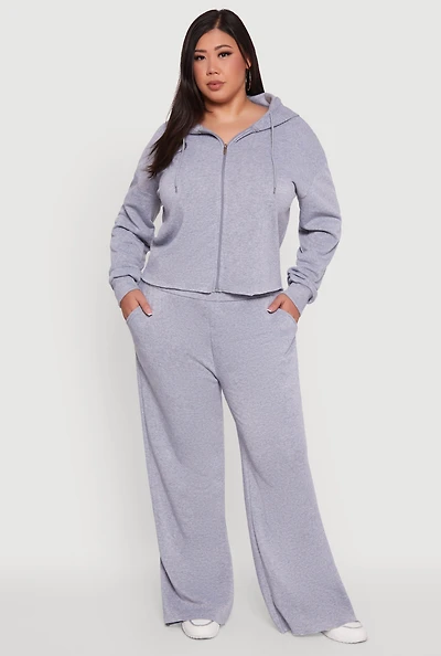 Womens Plus Size High Waisted Raw Hem Sweatpants, Grey, Size 2X