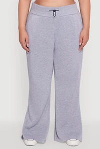 Womens Plus Size High Waisted Raw Hem Sweatpants, Grey, Size 2X