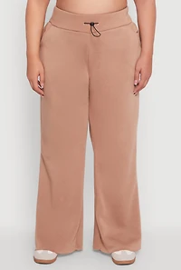 Womens Plus Size High Waisted Raw Hem Sweatpants, Khaki, Size 3X