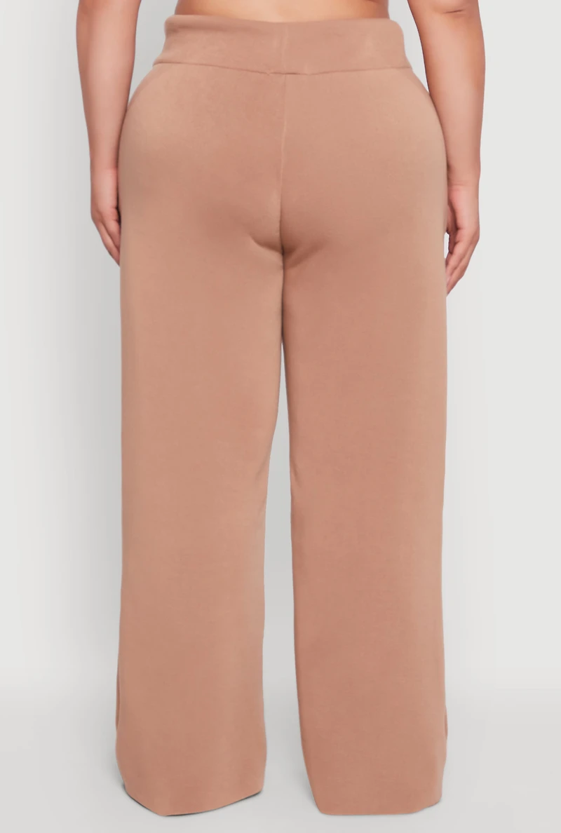 Womens Plus Size High Waisted Raw Hem Sweatpants, Khaki, Size 3X