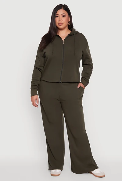 Womens Plus High Waisted Raw Hem Sweatpants,