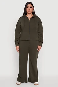 Womens Plus High Waisted Raw Hem Sweatpants,
