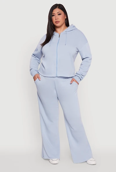 Womens Plus High Waisted Raw Hem Sweatpants,