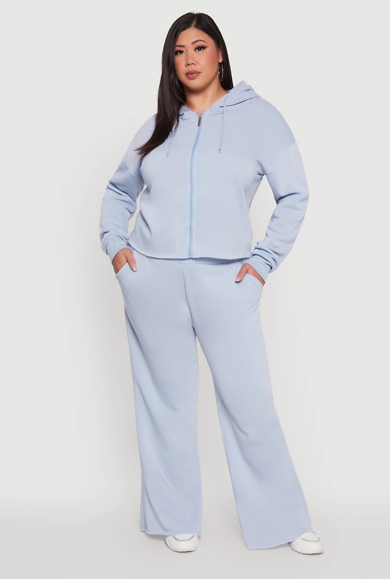 Womens Plus High Waisted Raw Hem Sweatpants, 2X