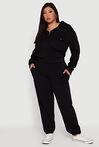 Womens Plus Size Fleece Lined High Waist Sweatpants, Black, Size 2X