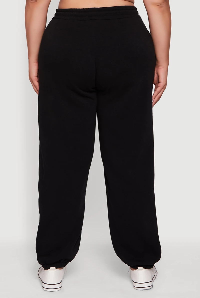 Womens Plus Fleece Lined High Waist Sweatpants, 2X