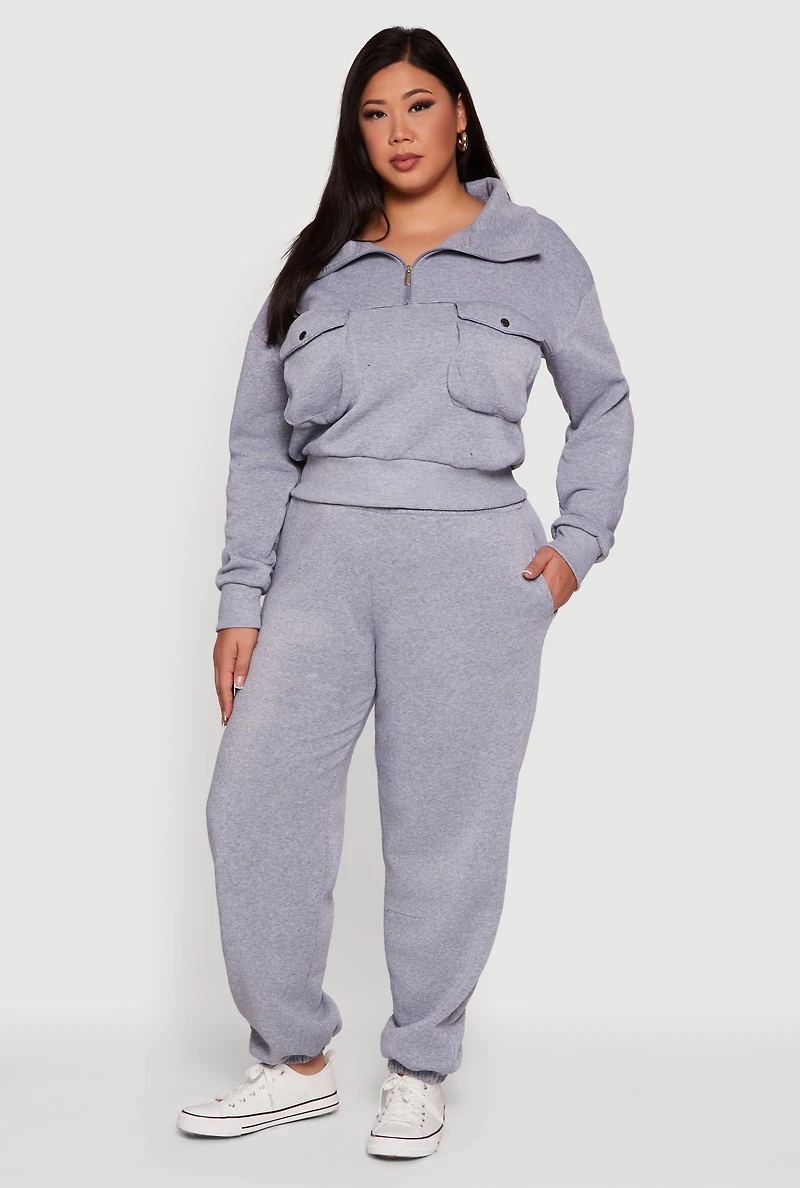 Plus Fleece Lined High Waist Sweatpants