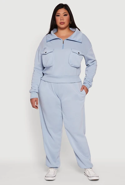 Womens Plus Fleece Lined High Waist Sweatpants,