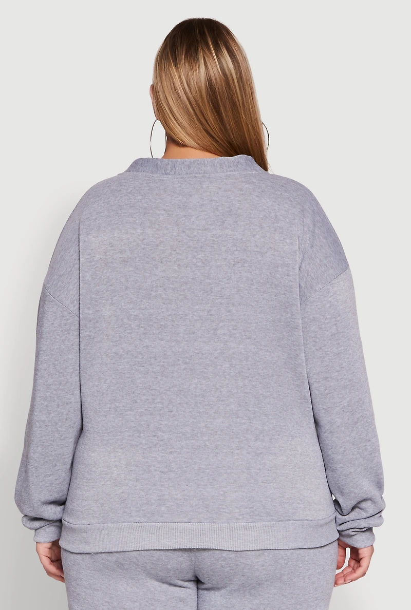 Womens Plus Size Oversized Fleece Lined Snap Button Front Cardigan, Grey, Size 2X