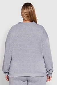 Womens Plus Size Oversized Fleece Lined Snap Button Front Cardigan, Grey, Size 2X