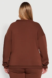 Womens Plus Size Oversized Fleece Lined Button Front Cardigan, Brown, Size 3X