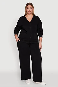 Womens Plus Drawstring Waist Wide Leg Sweatpants, 3X