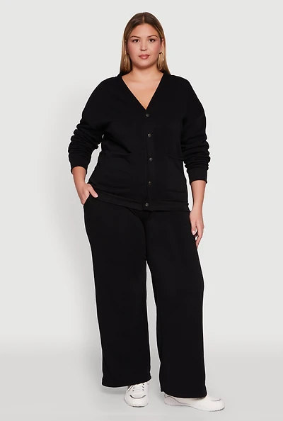 Plus Drawstring Waist Wide Leg Sweatpants