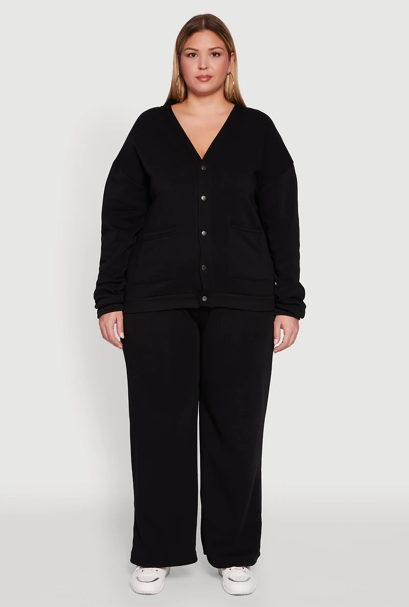 Womens Plus Drawstring Waist Wide Leg Sweatpants, 3X