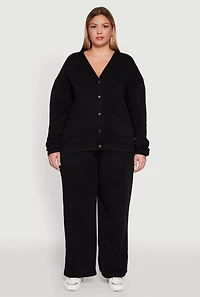 Womens Plus Drawstring Waist Wide Leg Sweatpants, 3X