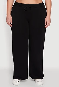 Womens Plus Drawstring Waist Wide Leg Sweatpants, 3X