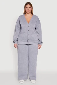 Womens Plus Size Drawstring Waist Wide Leg Sweatpants, Grey, Size 1X