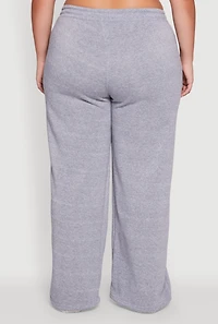 Womens Plus Size Drawstring Waist Wide Leg Sweatpants, Grey, Size 1X
